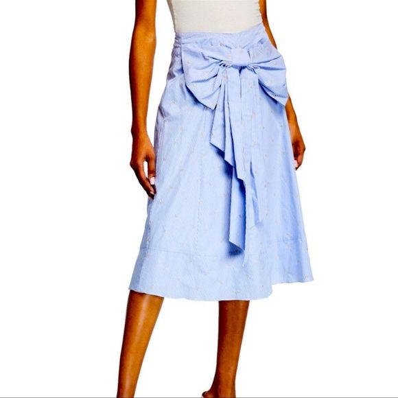 Badgley Mischka Dresses & Skirts - Badgley Mischka Womens Skirt Size 8 Blue White Cotton Striped A Line